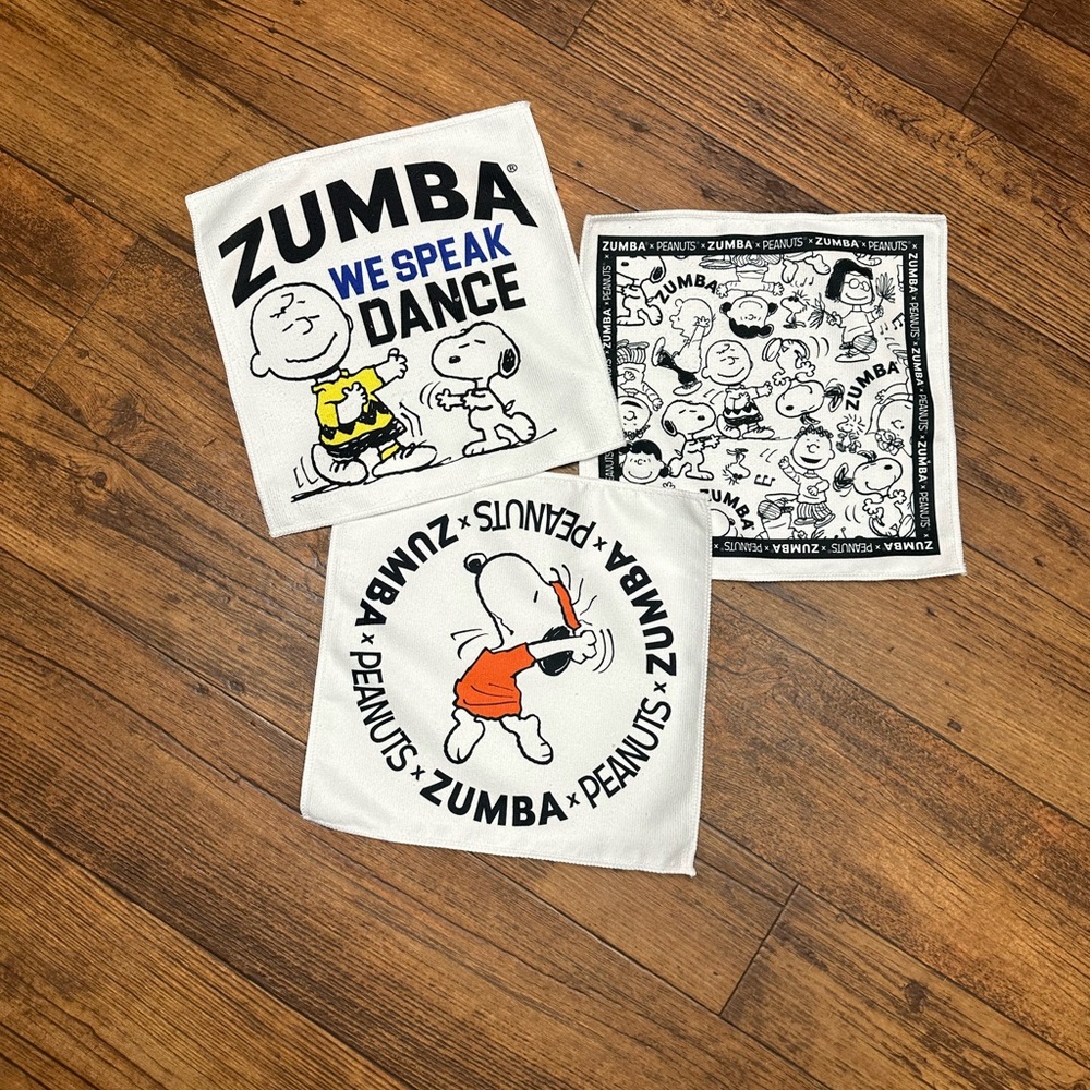 Zumba Fitness Peanuts Hand Towels - Black, White, Orange (set of 3)